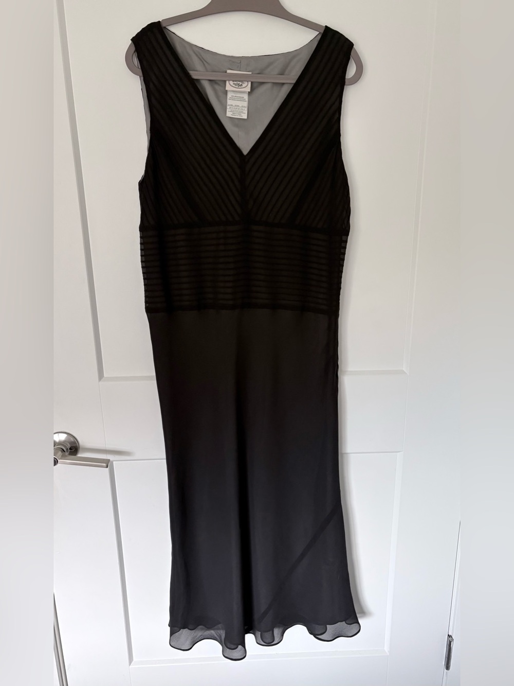 Vintage Laura Ashley 100% Silk Black Chiffon Midi Dress Y2K | Size 8